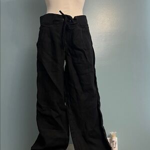 Athleta Women’s 100% Linen Black Casual Wide leg Pants sz 6P Draw String